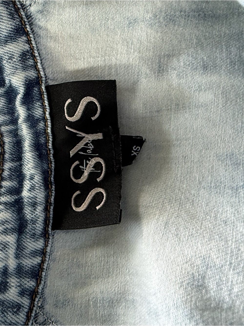 SSYS Light Wash Denim Tiered Mini Dress Size XS - Picture 4 of 5